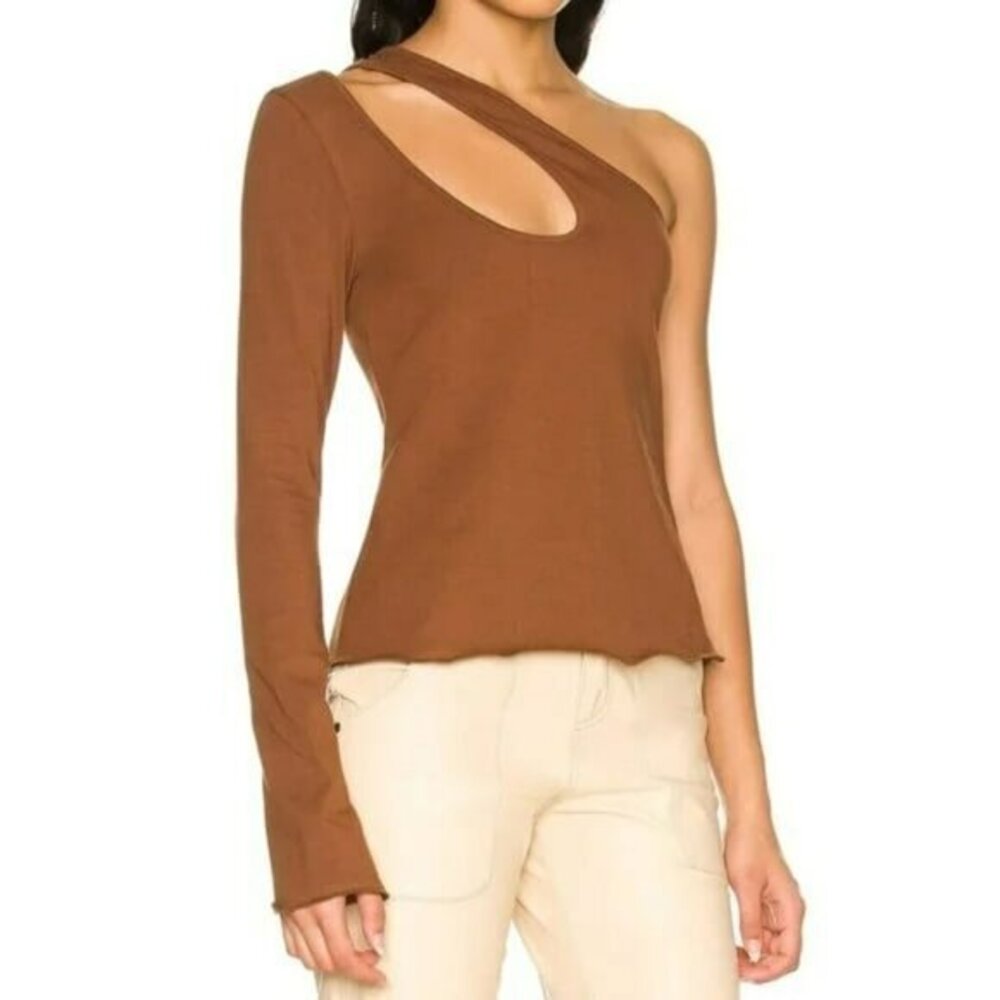 Lovers and Friends One Sleeve Cutout Top - Brown